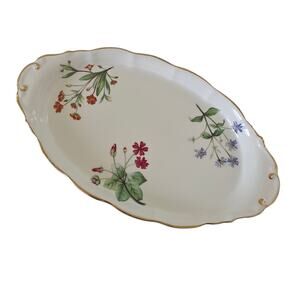 Royal Kent Bone China Floral Oval Serving Platter Gold Trim Made in England